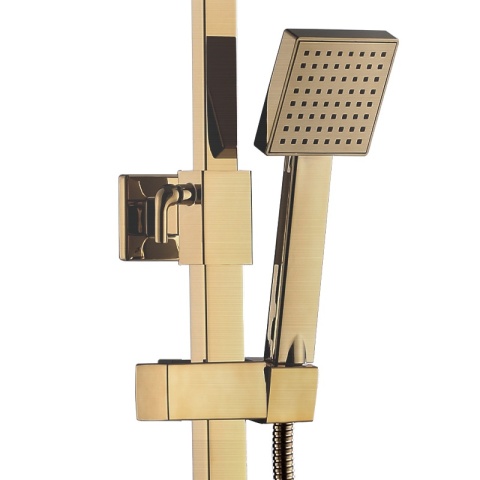 BATERIA PRYSZNICOWA Z TERMOSTATEM DESZCZOWNICĄ T153 ZŁOTA SZCZOTKOWANA