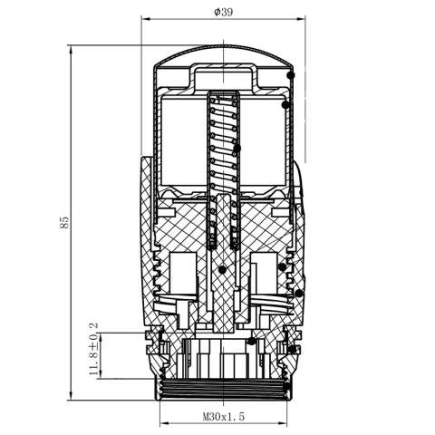GŁOWICA TERMOSTATYCZNA POKRĘTŁO DO GRZEJNIKA GWINT M30x1.5 GT-BL-1 CZARNA