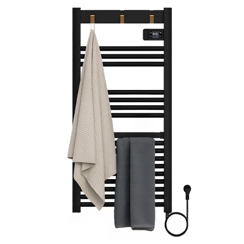 GRZEJNIK ŁAZIENKOWY ELEKTRYCZNY ALUMINIOWY DRABINKA ECO 500W Z WIESZAKAMI