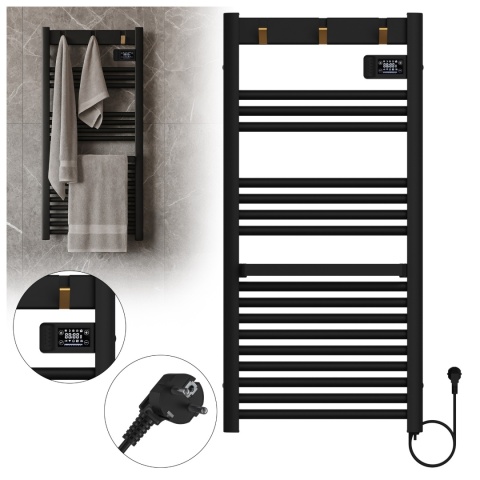 GRZEJNIK ŁAZIENKOWY ELEKTRYCZNY ALUMINIOWY DRABINKA ECO 500W Z WIESZAKAMI