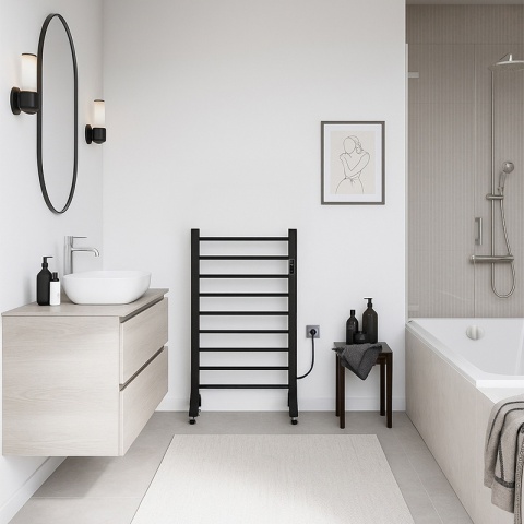 GRZEJNIK ŁAZIENKOWY ELEKTRYCZNY ENERGOOSZCZĘDNY DRABINKA 200W TAAL CZARNY