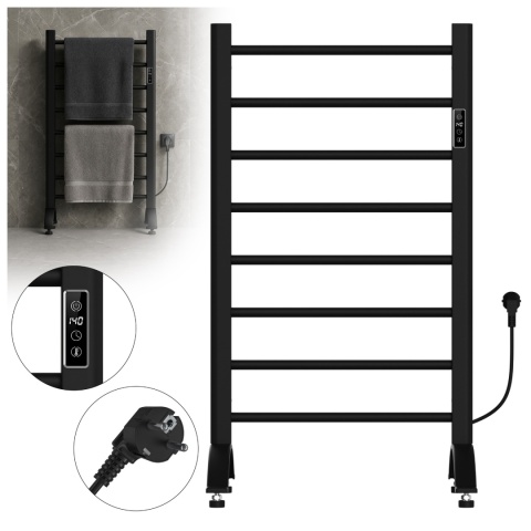 GRZEJNIK ŁAZIENKOWY ELEKTRYCZNY ENERGOOSZCZĘDNY DRABINKA 200W TAAL CZARNY