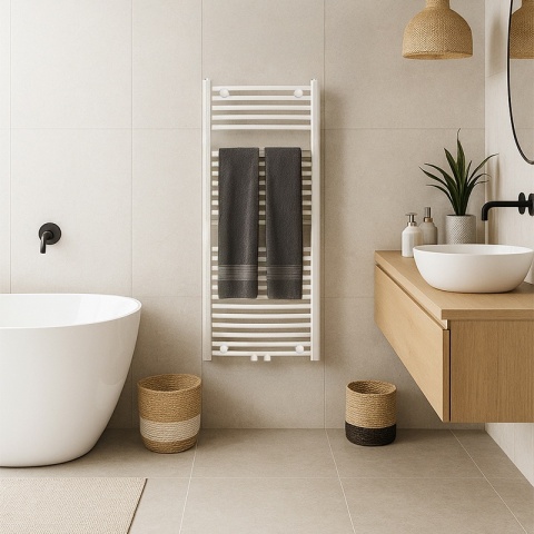 GRZEJNIK ŁAZIENKOWY ŚCIENNY PIONOWY WODNY DRABINKA 120x50 CORSO-WH-4 BIAŁY