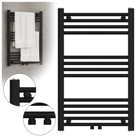 GRZEJNIK ŁAZIENKOWY ŚCIENNY PIONOWY WODNY DRABINKA 80x50 CORSO-BL-3 CZARNY