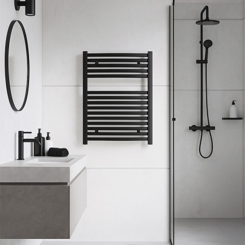 GRZEJNIK ŁAZIENKOWY ŚCIENNY PIONOWY WODNY DRABINKA 80x60 GAMA-BL-1 CZARNY