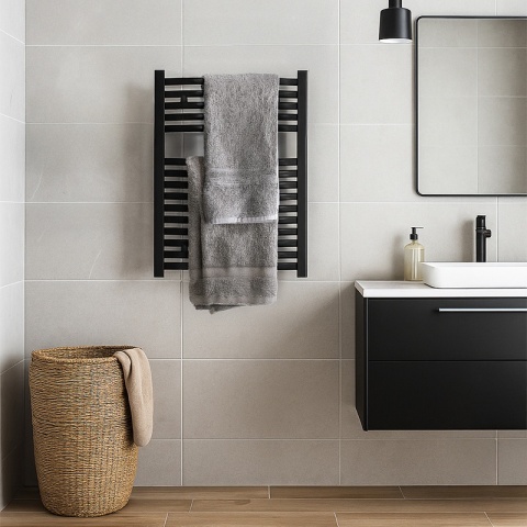 GRZEJNIK ŁAZIENKOWY ŚCIENNY PIONOWY WODNY DRABINKA 80x60 GAMA-BL-1 CZARNY