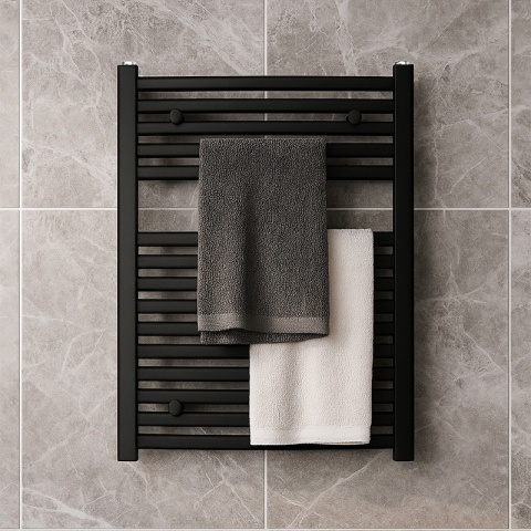 GRZEJNIK ŁAZIENKOWY ŚCIENNY PIONOWY WODNY DRABINKA 80x60 GAMA-BL-1 CZARNY