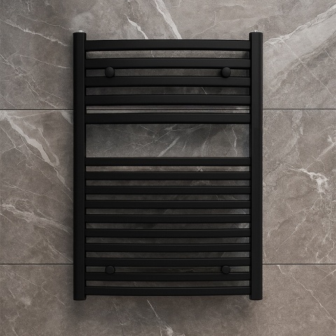 GRZEJNIK ŁAZIENKOWY ŚCIENNY PIONOWY WODNY DRABINKA 80x60 GAMA-BL-1 CZARNY