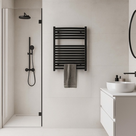 GRZEJNIK ŁAZIENKOWY ŚCIENNY PIONOWY WODNY DRABINKA 80x60 GAMA-BL-1 CZARNY