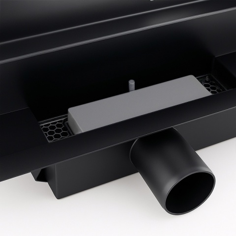 ODPŁYW LINIOWY ŚCIENNY 50 CM CZARNY NISKI SYFON WYSOKA PRZEPUSTOWOŚĆ DL09