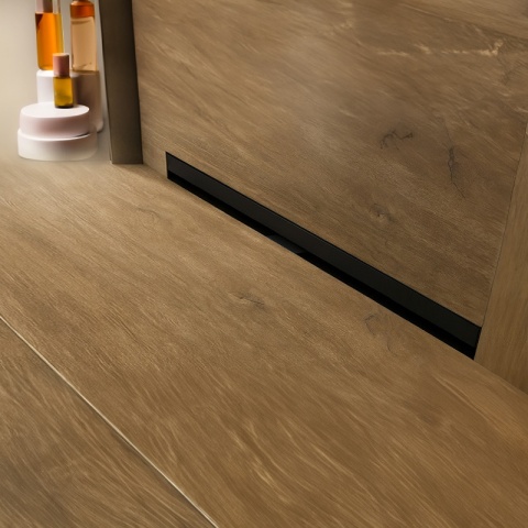 ODPŁYW LINIOWY ŚCIENNY 90 CM CZARNY NISKI SYFON WYSOKA PRZEPUSTOWOŚĆ DL09