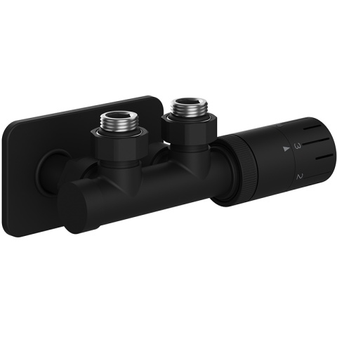 ZAWÓR KĄTOWY GRZEJNIKOWY DUPLEX ZASILAJĄCY ODCINAJĄCY ZG-BL-5 CZARNY