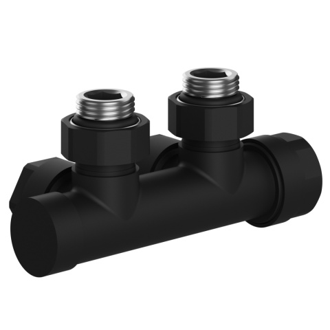 ZAWÓR KĄTOWY GRZEJNIKOWY DUPLEX ZASILAJĄCY ODCINAJĄCY ZG-BL-5 CZARNY