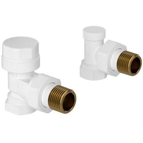 ZAWÓR KĄTOWY GRZEJNIKOWY ZASILAJĄCY ODCINAJĄCY 1/2'' BIAŁY ZG-WH-6 ZESTAW