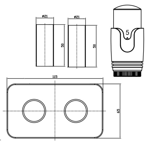 ZAWÓR TERMOSTATYCZNY GRZEJNIKOWY KĄTOWY ZŁOTY DUPLEX Z MASKOWNICĄ ZESTAW