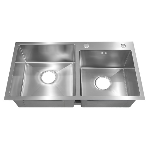 ZLEW KUCHENNY ZLEWOZMYWAK DWUKOMOROWY STALOWY INOX VISTA-CH-75X45 DOZOWNIK SYFON UCHWYTY