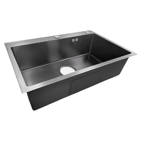 ZLEW KUCHENNY ZLEWOZMYWAK JEDNOKOMOROWY STALOWY GRAFITOWY ALOR-BL-68X45 DOZOWNIK SYFON UCHWYTY