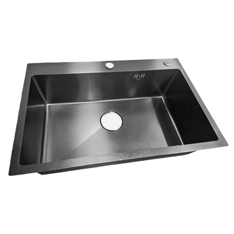 ZLEW KUCHENNY ZLEWOZMYWAK JEDNOKOMOROWY STALOWY GRAFITOWY ALOR-BL-68X45 DOZOWNIK SYFON UCHWYTY