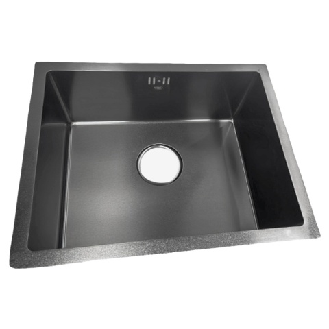 ZLEW KUCHENNY ZLEWOZMYWAK JEDNOKOMOROWY STALOWY GRAFITOWY RODOS-BL-50X40 SYFON UCHWYTY