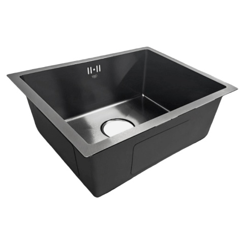 ZLEW KUCHENNY ZLEWOZMYWAK JEDNOKOMOROWY STALOWY GRAFITOWY RODOS-BL-50X40 SYFON UCHWYTY