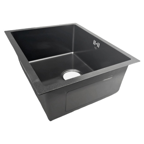 ZLEW KUCHENNY ZLEWOZMYWAK JEDNOKOMOROWY STALOWY GRAFITOWY RODOS-BL-50X40 SYFON UCHWYTY