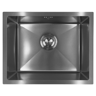 ZLEW KUCHENNY ZLEWOZMYWAK JEDNOKOMOROWY STALOWY GRAFITOWY RODOS-BL-50X40 SYFON UCHWYTY