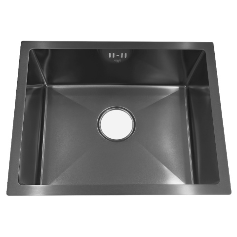 ZLEW KUCHENNY ZLEWOZMYWAK JEDNOKOMOROWY STALOWY GRAFITOWY RODOS-BL-50X40 SYFON UCHWYTY