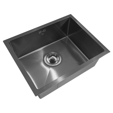ZLEW KUCHENNY ZLEWOZMYWAK JEDNOKOMOROWY STALOWY GRAFITOWY RODOS-BL-50X40 SYFON UCHWYTY