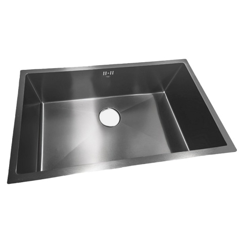 ZLEW KUCHENNY ZLEWOZMYWAK JEDNOKOMOROWY STALOWY GRAFITOWY RODOS-BL-74X47 SYFON UCHWYTY