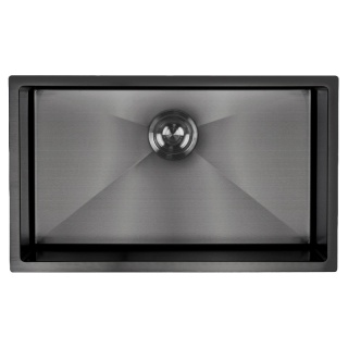 ZLEW KUCHENNY ZLEWOZMYWAK JEDNOKOMOROWY STALOWY GRAFITOWY RODOS-BL-74X47 SYFON UCHWYTY