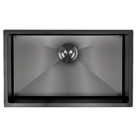 ZLEW KUCHENNY ZLEWOZMYWAK JEDNOKOMOROWY STALOWY GRAFITOWY RODOS-BL-74X47 SYFON UCHWYTY