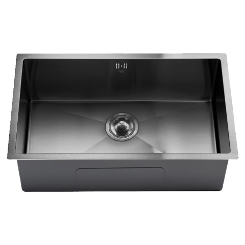 ZLEW KUCHENNY ZLEWOZMYWAK JEDNOKOMOROWY STALOWY GRAFITOWY RODOS-BL-74X47 SYFON UCHWYTY