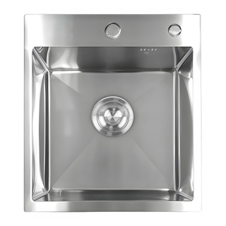 ZLEW KUCHENNY ZLEWOZMYWAK JEDNOKOMOROWY STALOWY INOX ALOR-CH-40X45 DOZOWNIK SYFON UCHWYTY