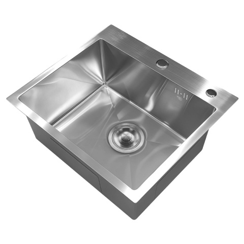 ZLEW KUCHENNY ZLEWOZMYWAK JEDNOKOMOROWY STALOWY INOX ALOR-CH-50X45 DOZOWNIK SYFON UCHWYTY