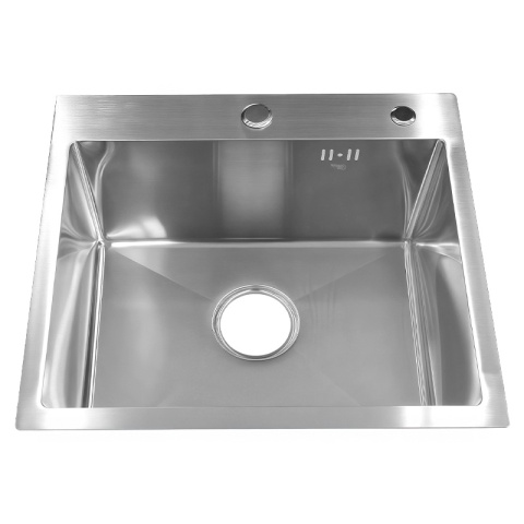 ZLEW KUCHENNY ZLEWOZMYWAK JEDNOKOMOROWY STALOWY INOX ALOR-CH-50X50 DOZOWNIK SYFON UCHWYTY