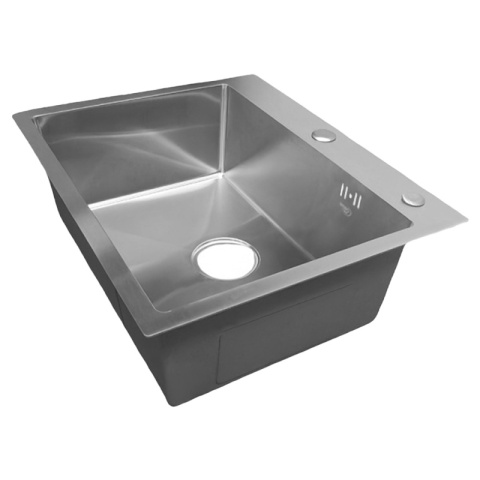 ZLEW KUCHENNY ZLEWOZMYWAK JEDNOKOMOROWY STALOWY INOX ALOR-CH-55X45 DOZOWNIK SYFON UCHWYTY