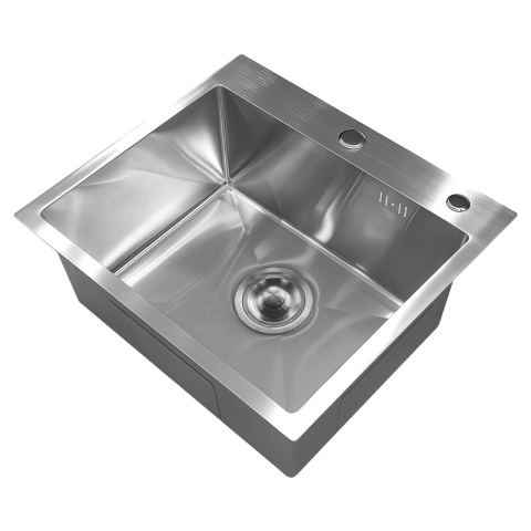 ZLEW KUCHENNY ZLEWOZMYWAK JEDNOKOMOROWY STALOWY INOX ALOR-CH-59X49 DOZOWNIK SYFON UCHWYTY