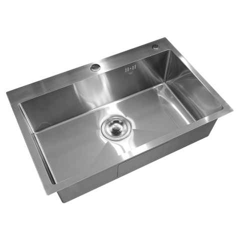 ZLEW KUCHENNY ZLEWOZMYWAK JEDNOKOMOROWY STALOWY INOX ALOR-CH-68X45 DOZOWNIK SYFON UCHWYTY
