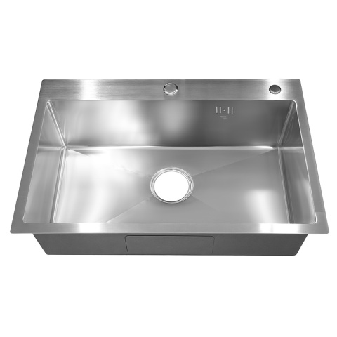 ZLEW KUCHENNY ZLEWOZMYWAK JEDNOKOMOROWY STALOWY INOX ALOR-CH-68X45 DOZOWNIK SYFON UCHWYTY