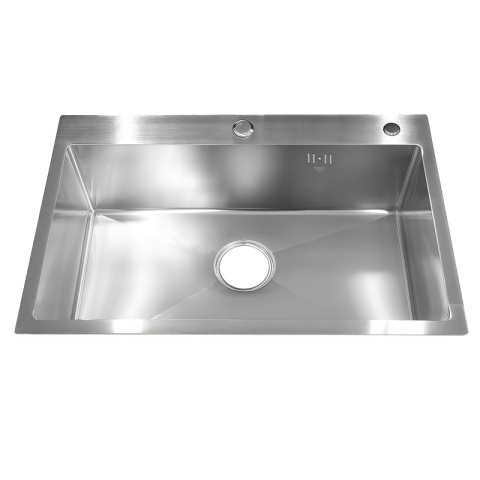 ZLEW KUCHENNY ZLEWOZMYWAK JEDNOKOMOROWY STALOWY INOX ALOR-CH-68X45 DOZOWNIK SYFON UCHWYTY