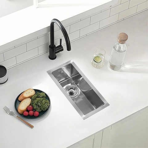 ZLEW KUCHENNY ZLEWOZMYWAK JEDNOKOMOROWY STALOWY INOX RODOS-CH-44X22 SYFON UCHWYTY