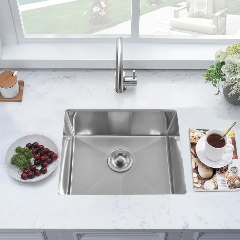 ZLEW KUCHENNY ZLEWOZMYWAK JEDNOKOMOROWY STALOWY INOX RODOS-CH-50X40 SYFON UCHWYTY