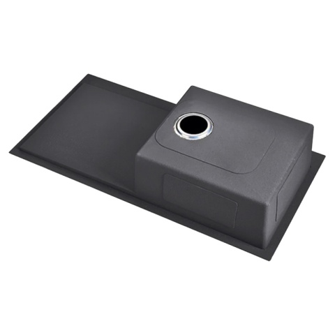 ZLEW KUCHENNY ZLEWOZMYWAK JEDNOKOMOROWY Z OCIEKACZEM STALOWY GRAFITOWY MILOS-BL-78X48 DOZOWNIK SYFON UCHWYTY