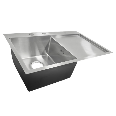 ZLEW KUCHENNY ZLEWOZMYWAK JEDNOKOMOROWY Z OCIEKACZEM STALOWY INOX MILOS-CH-78X48 DOZOWNIK SYFON UCHWYTY