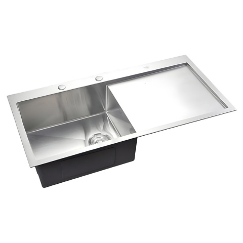 ZLEW KUCHENNY ZLEWOZMYWAK JEDNOKOMOROWY Z OCIEKACZEM STALOWY INOX MILOS-CH-78X48 DOZOWNIK SYFON UCHWYTY