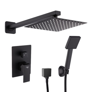 BATERIA PRYSZNICOWA PODTYNKOWA ŁAZIENKOWA Z DESZCZOWNICĄ KAREN CZARNA