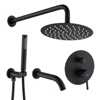 BATERIA PRYSZNICOWA PODTYNKOWA ŁAZIENKOWA Z DESZCZOWNICĄ PAULA CZARNA