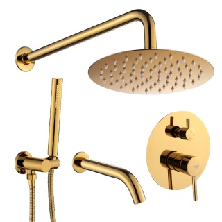 BATERIA PRYSZNICOWA PODTYNKOWA ŁAZIENKOWA ZESTAW Z DESZCZOWNICĄ PAULA ZŁOTA