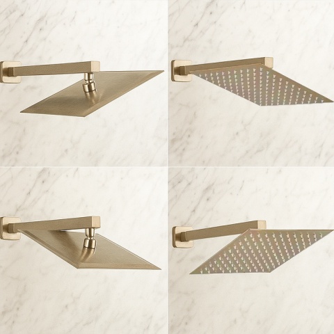 BATERIA PRYSZNICOWA PODTYNKOWA Z DESZCZOWNICĄ KAREN ZŁOTA SZCZOTKOWANA