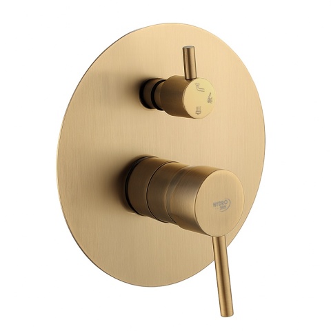 BATERIA PRYSZNICOWA PODTYNKOWA Z DESZCZOWNICĄ PAULA ZŁOTA SZCZOTKOWANA